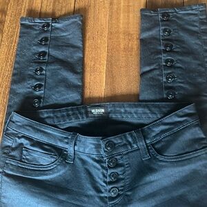 RARE Hudson Fonda Coated Black Skinny Jeans Sz 27 - great button detail on back